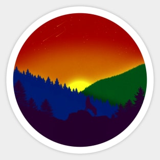 Desaturated Subtle Gay Pride Flag Landscape Sticker